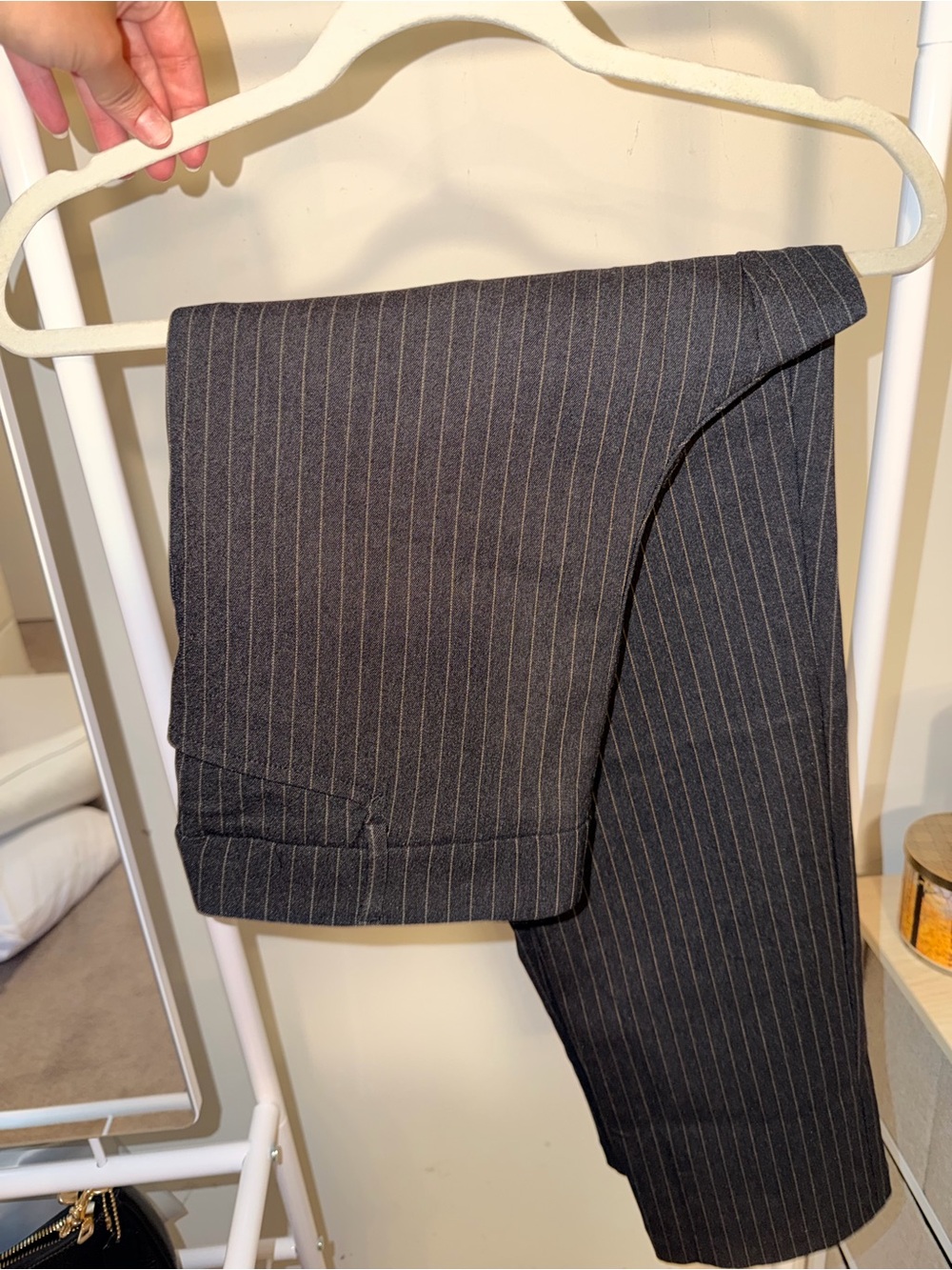 Rafaella Black Pinstripe Dress Pants with Gray Stripes